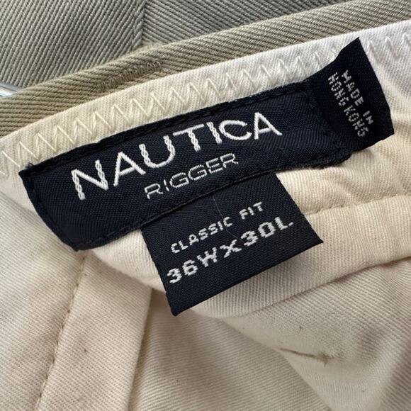 Nautica Rigger Men's Tan Classic Fit Cotton Welt Pocket Straight Leg Pants‎ 36W - Picture 3 of 9